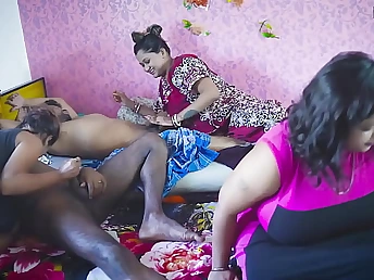 Hot Indian curvy babes win down and dirty in a lascivious wedding sexual connection party