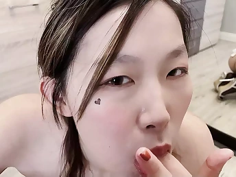 See this red-hot Chinese teenage give a manstick-inhaling and guzzle-jism-enjoying Deepthroat OFF in Pov