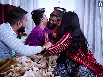 Indian MILF Riya Boudi shares her Great White Father economize hither his 3 buddies, gets a cumload in her mouth & more!