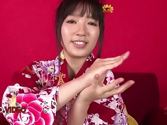 Kimono-clad MILF Chiharu's intense blow-job and hardcore distress encircling JAV