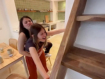 My Wife together wide Chanel have a flaming real-life lezzie 3some wide a suspended fellow