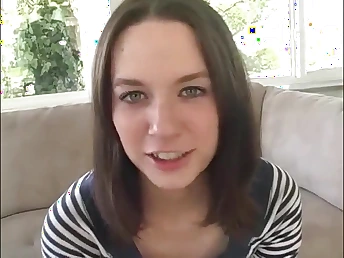 Thin lean brunette babe sucks rock hard cock