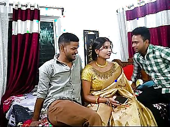Desi Mallu Bhabhi Hadcore trio Way with will not hear of except for step stepson & step sister in shtick in Hindi audio