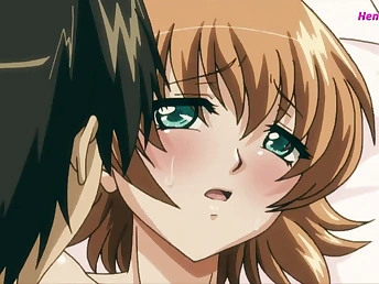 Virgin pal in anime gangbang gets a mouthful of 3D thing