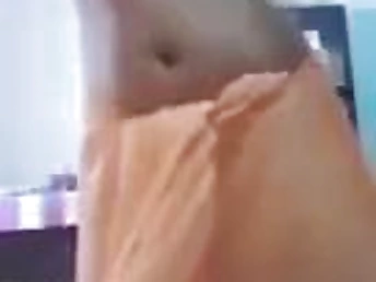 Indian girl with massive tits undresses saree encircling a wild solo session