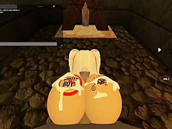 Gold super-bitch takes gargling added to caught donk drilling in Roblox Porn