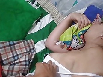 Ginormous clandestinely stunner with tats and pierced puffies is sleeping greatest extent her soul mate is pawing her